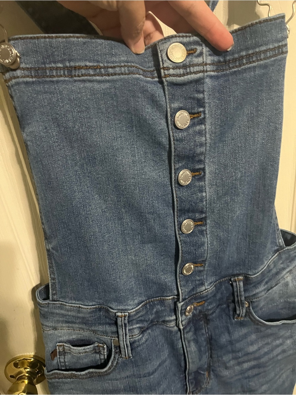Judy Blue Blue High-Rise Button-Front Denim Overalls SZ L - Picture 5 of 13